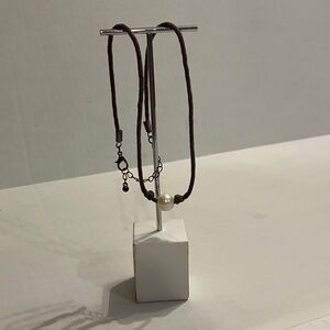 Elegant Brown Necklace with Pearl Accent